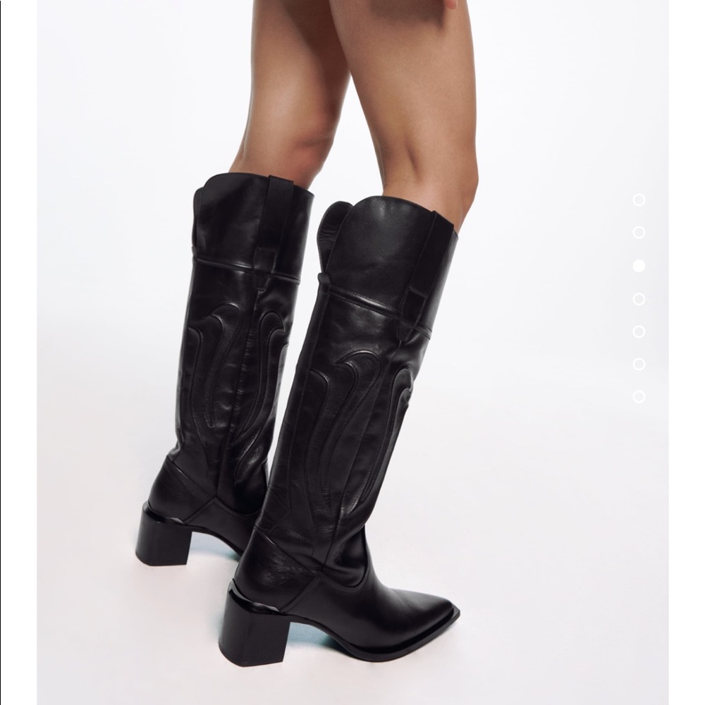 Zara leather cowboy boots